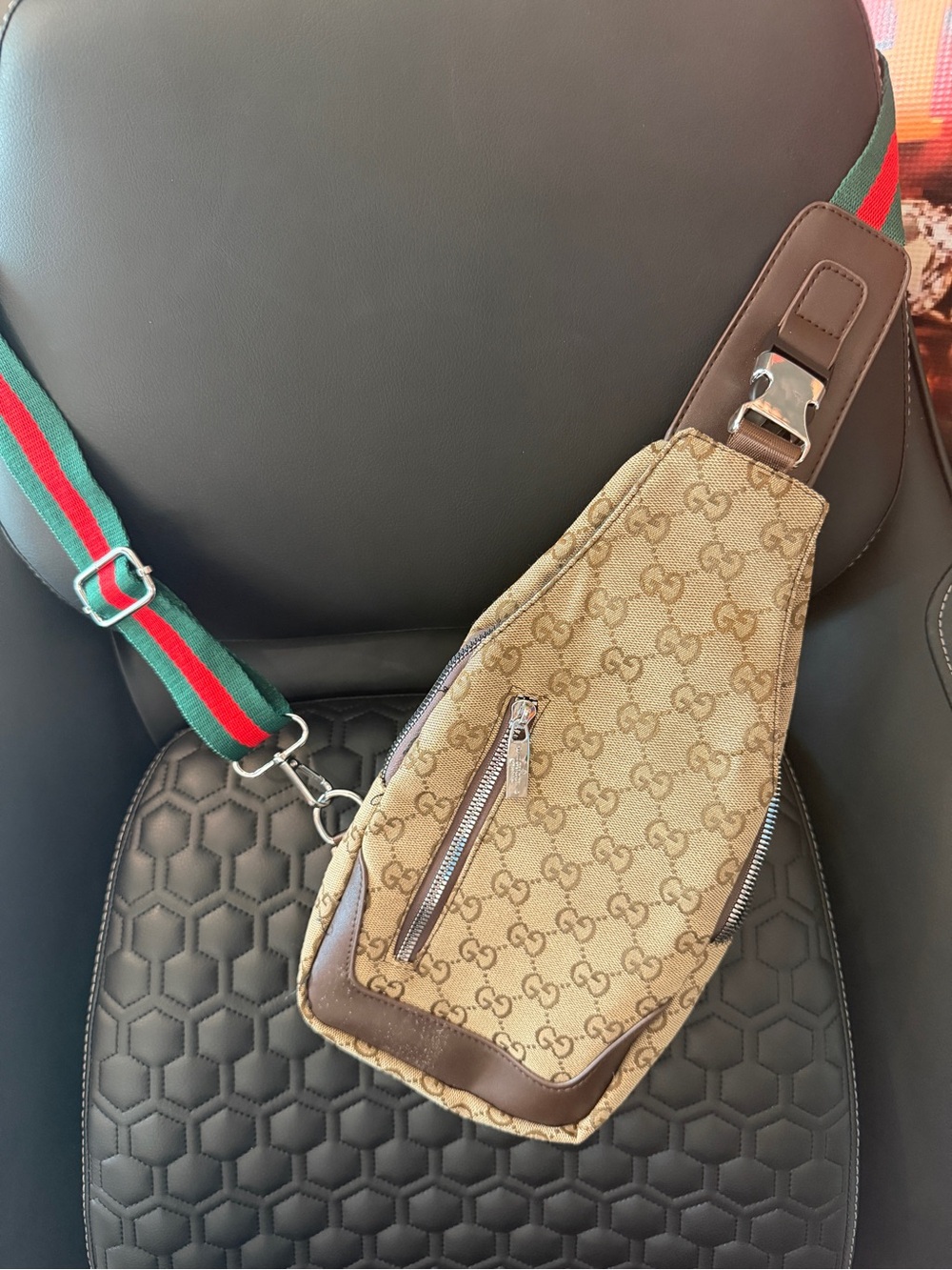 Brown Monogram Crossbody Sling Bag